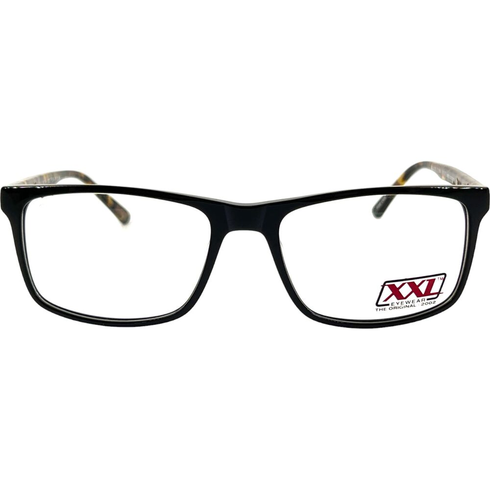 XXL Saluki Mens Plastic Eyeglass Frame Black Camo 58-19 Spring Hinges Large Fit
